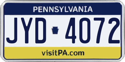 PA license plate JYD4072