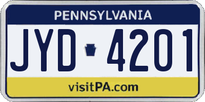 PA license plate JYD4201
