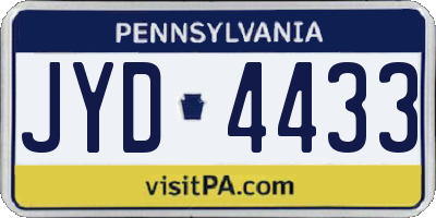 PA license plate JYD4433