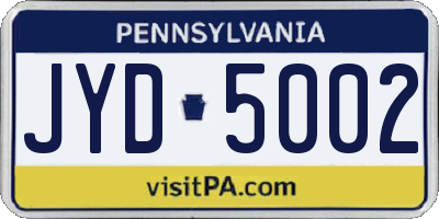 PA license plate JYD5002