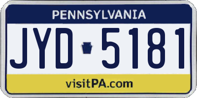 PA license plate JYD5181