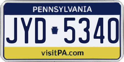 PA license plate JYD5340