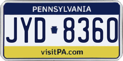 PA license plate JYD8360
