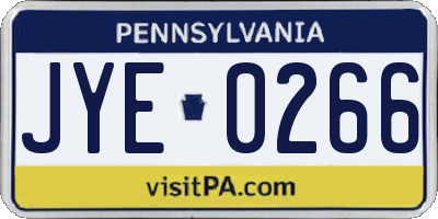 PA license plate JYE0266