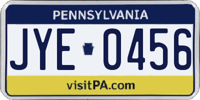 PA license plate JYE0456