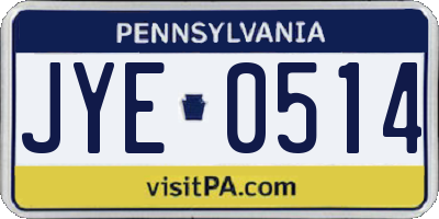 PA license plate JYE0514