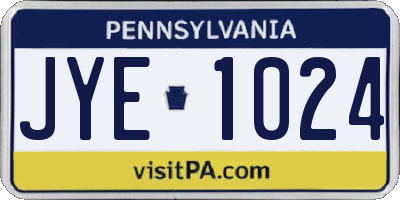 PA license plate JYE1024