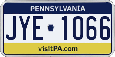 PA license plate JYE1066