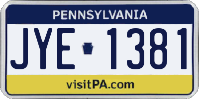 PA license plate JYE1381