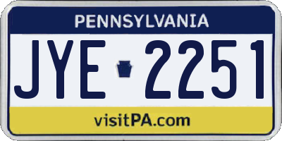 PA license plate JYE2251