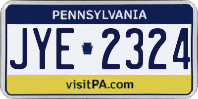 PA license plate JYE2324