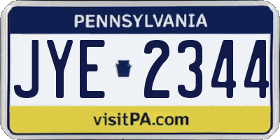 PA license plate JYE2344