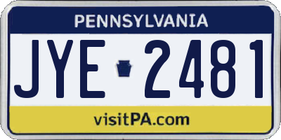 PA license plate JYE2481