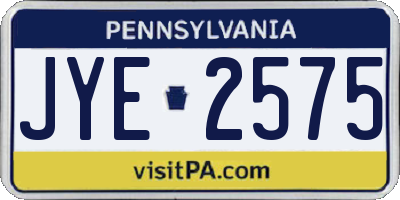 PA license plate JYE2575
