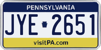 PA license plate JYE2651