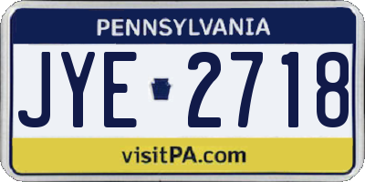 PA license plate JYE2718