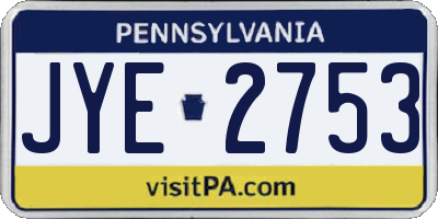 PA license plate JYE2753