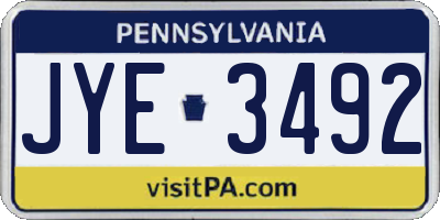 PA license plate JYE3492