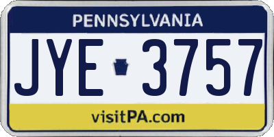 PA license plate JYE3757