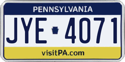 PA license plate JYE4071
