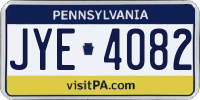 PA license plate JYE4082
