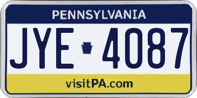 PA license plate JYE4087