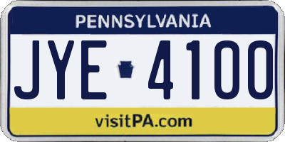 PA license plate JYE4100