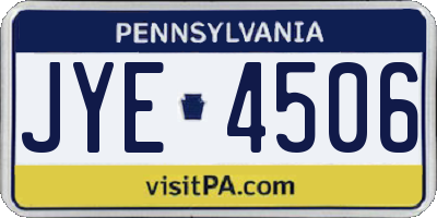 PA license plate JYE4506