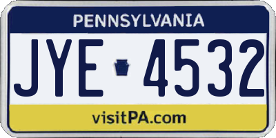 PA license plate JYE4532