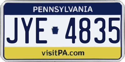 PA license plate JYE4835