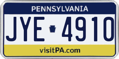 PA license plate JYE4910
