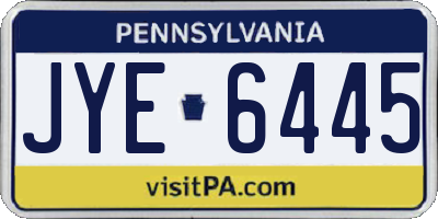 PA license plate JYE6445