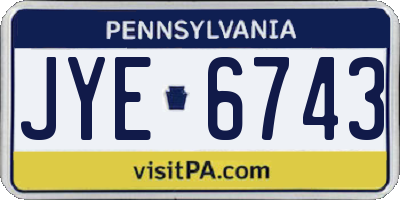 PA license plate JYE6743