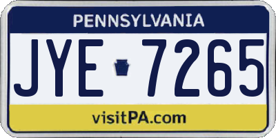 PA license plate JYE7265