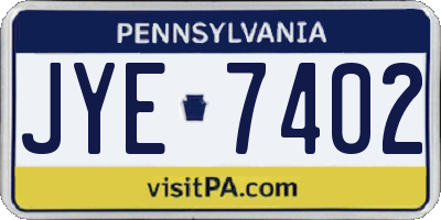 PA license plate JYE7402