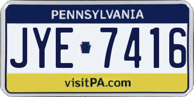 PA license plate JYE7416
