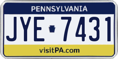 PA license plate JYE7431