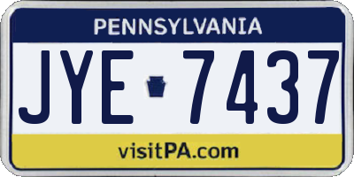 PA license plate JYE7437