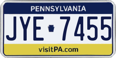 PA license plate JYE7455