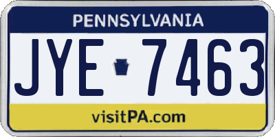 PA license plate JYE7463