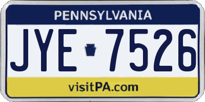 PA license plate JYE7526