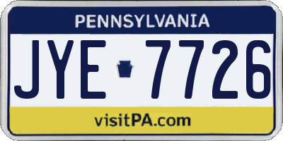 PA license plate JYE7726