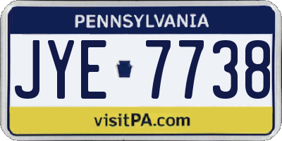 PA license plate JYE7738