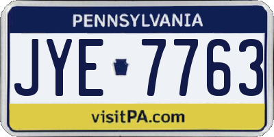 PA license plate JYE7763