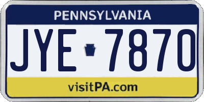 PA license plate JYE7870