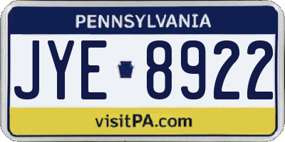 PA license plate JYE8922