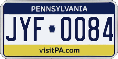 PA license plate JYF0084