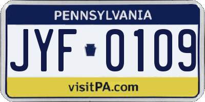 PA license plate JYF0109