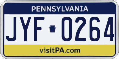 PA license plate JYF0264