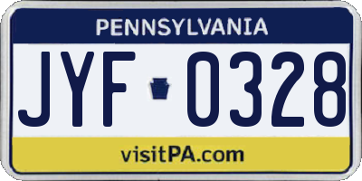 PA license plate JYF0328